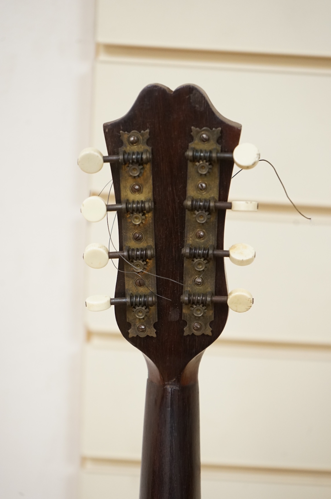 An early 20th century Italian cased mandolin by Carlo Ricordo, Napoli, with spruce soundboard inlaid with tortoiseshell